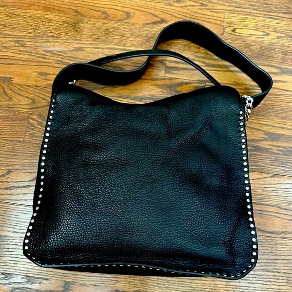 Michael Kors Black Leather Silver Studed Shoulder Bag - Picture 2 of 11